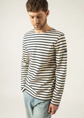 Meridien unisex striped sailor shirt - regular fit, in thick cotton (ECRU/MARINE)