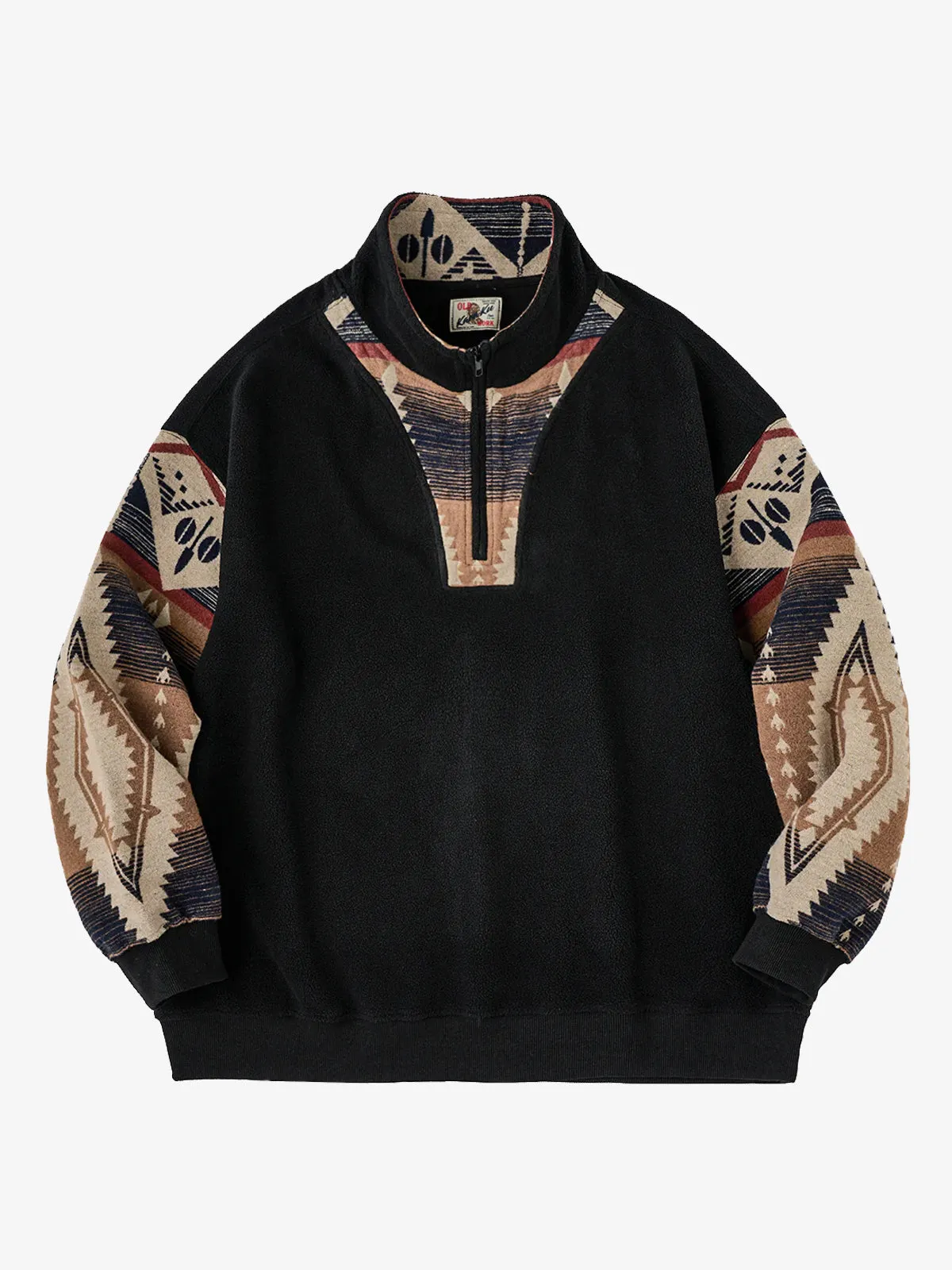 Navajo Pattern Polar Fleece Half-Zip Sweater