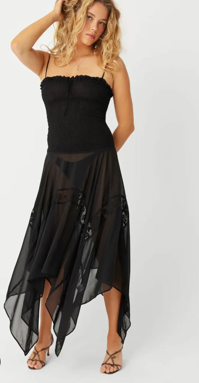 NIGHT PRINCESS CHIFFON DRESS -BLACK