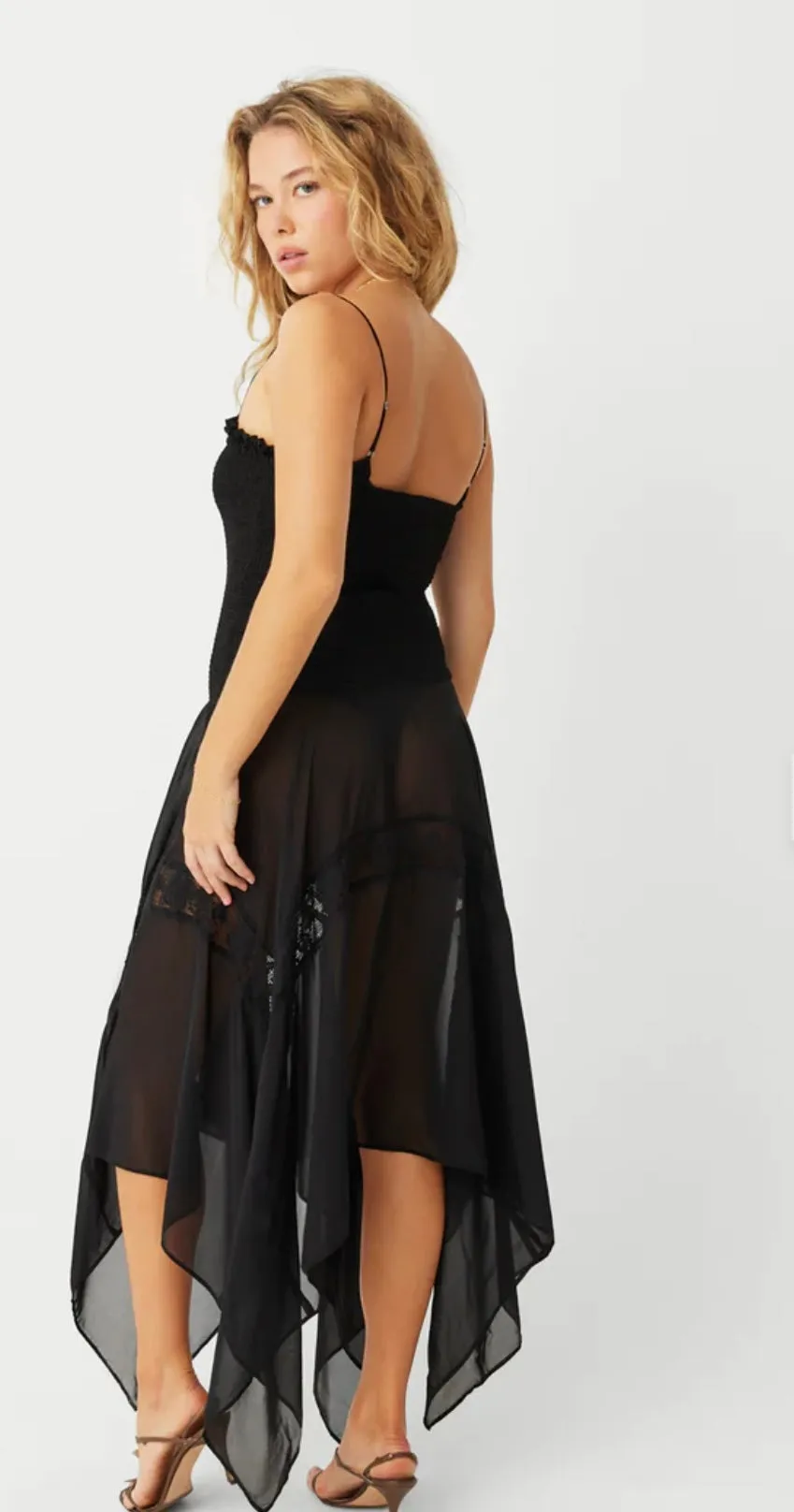 NIGHT PRINCESS CHIFFON DRESS -BLACK