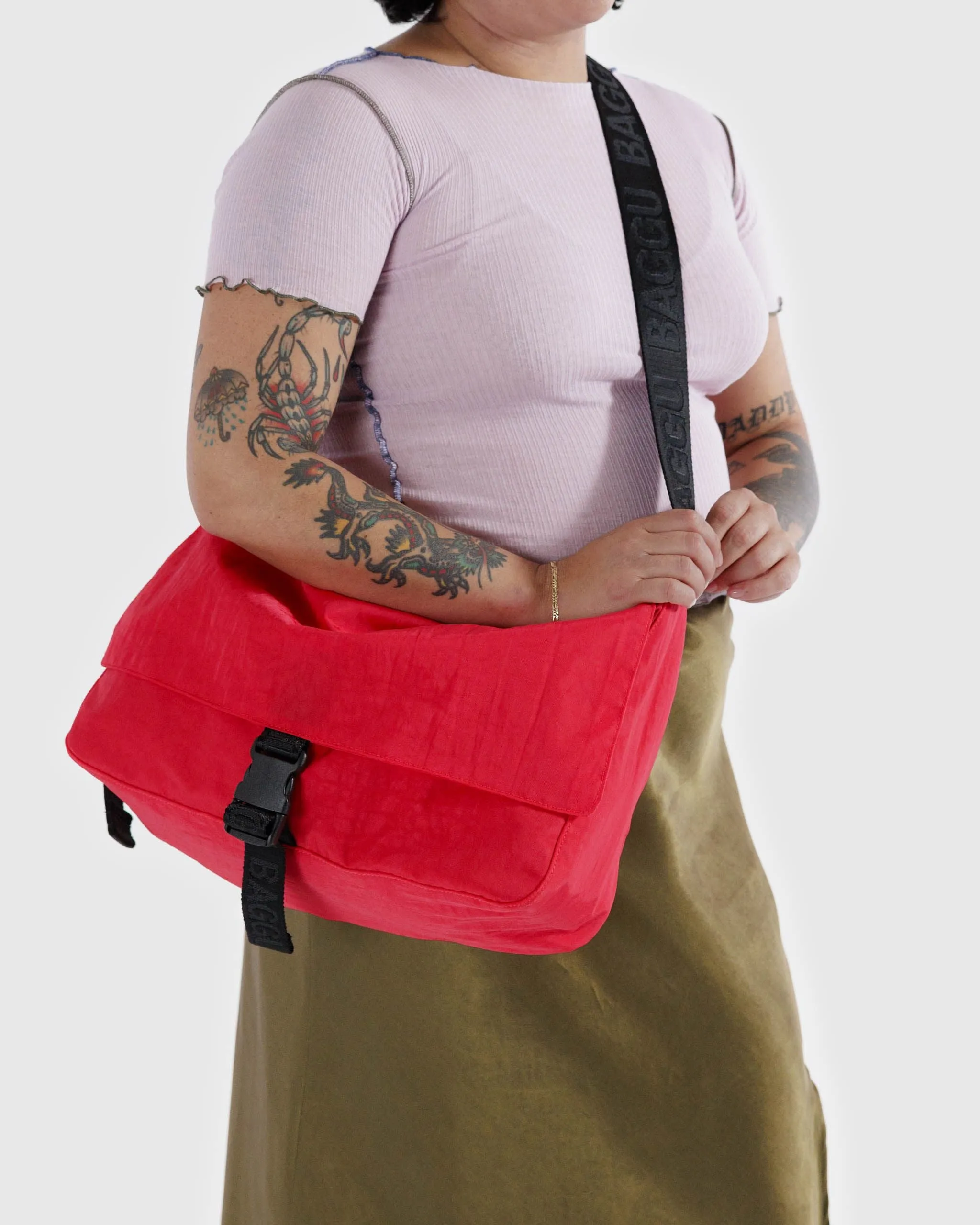 Nylon Messenger Bag - Candy Apple