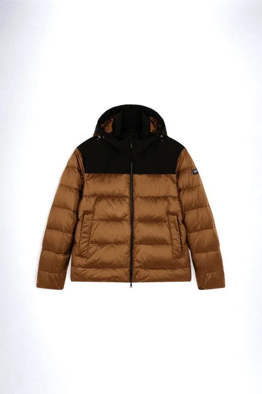 Paul & Shark Color Block Down Jacket | Bronze/Black