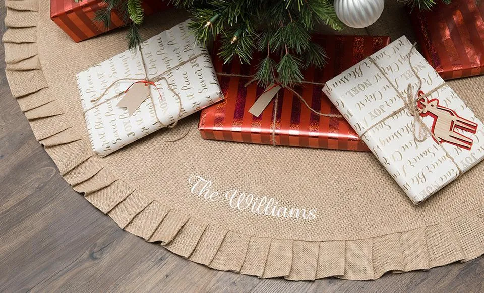 Personalized Burlap Christmas Tree Skirt