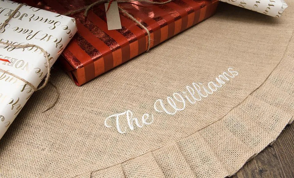 Personalized Burlap Christmas Tree Skirt