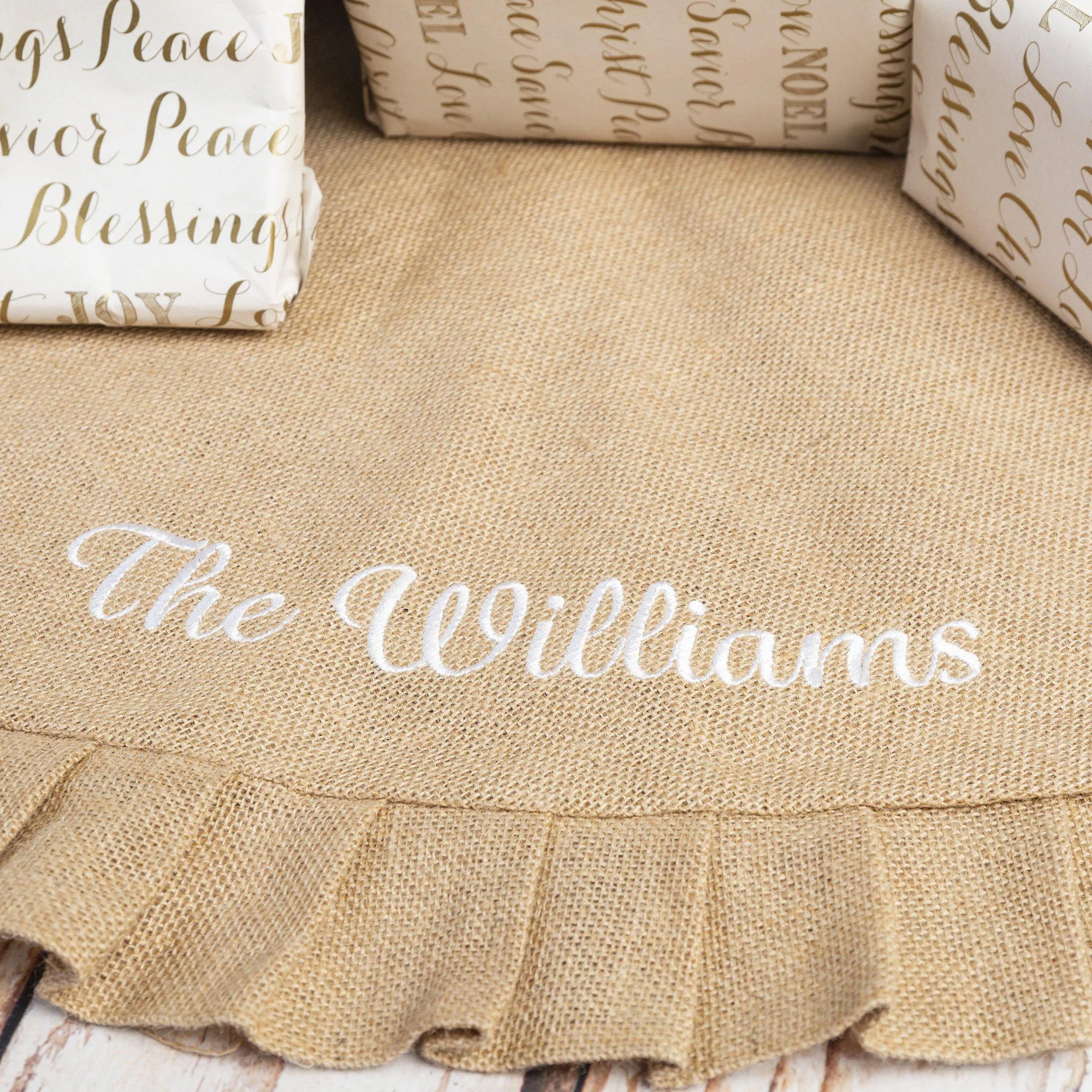 Personalized Burlap Christmas Tree Skirt