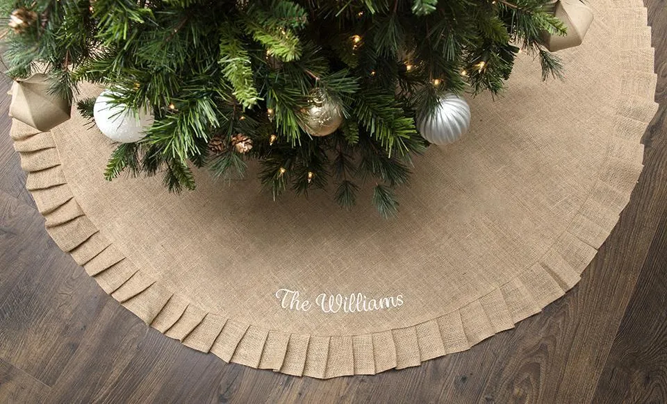 Personalized Burlap Christmas Tree Skirt