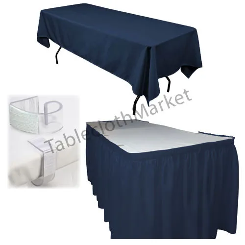 Polyester Pleated Table Set Skirt With Clips 17' Ft    Clip   Topper Media Day"