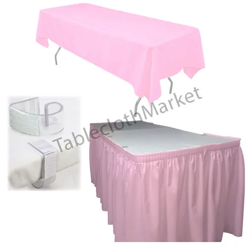 Polyester Pleated Table Set Skirt With Clips 17' Ft    Clip   Topper Media Day"