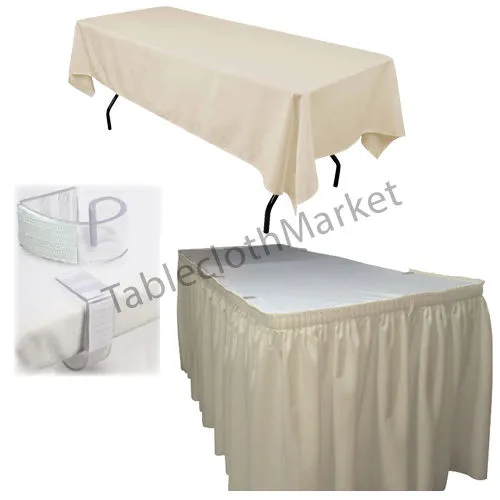 Polyester Pleated Table Set Skirt With Clips 17' Ft    Clip   Topper Media Day"