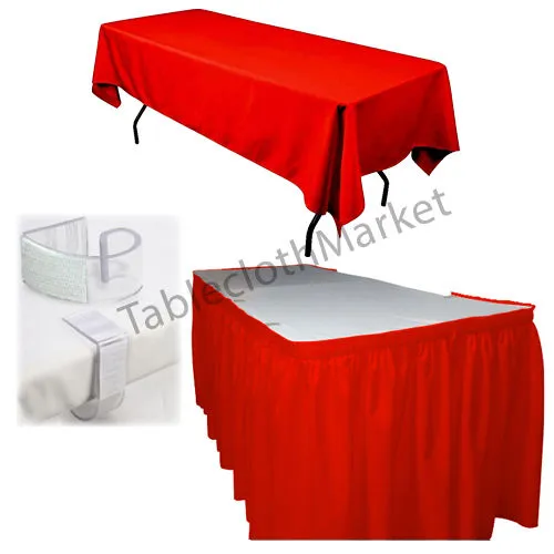 Polyester Pleated Table Set Skirt With Clips 17' Ft    Clip   Topper Media Day"