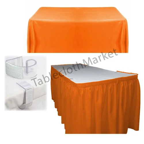 Polyester Pleated Table Set Skirt With Clips 17' Ft    Clip   Topper Media Day"