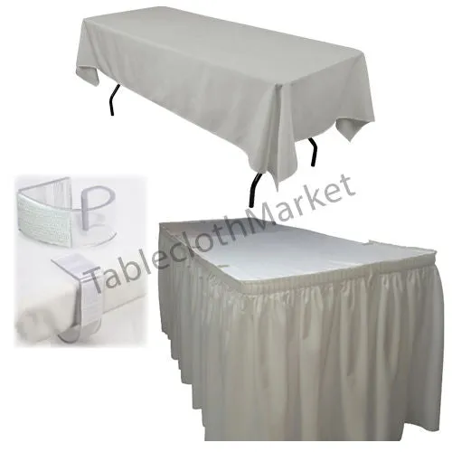 Polyester Pleated Table Set Skirt With Clips 17' Ft    Clip   Topper Media Day"