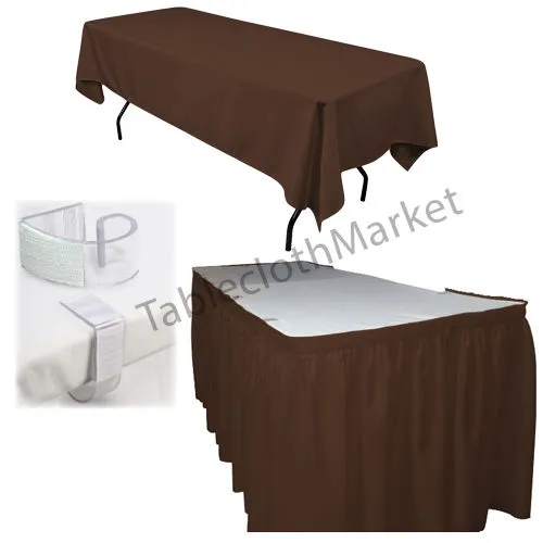 Polyester Pleated Table Set Skirt With Clips 17' Ft    Clip   Topper Media Day"