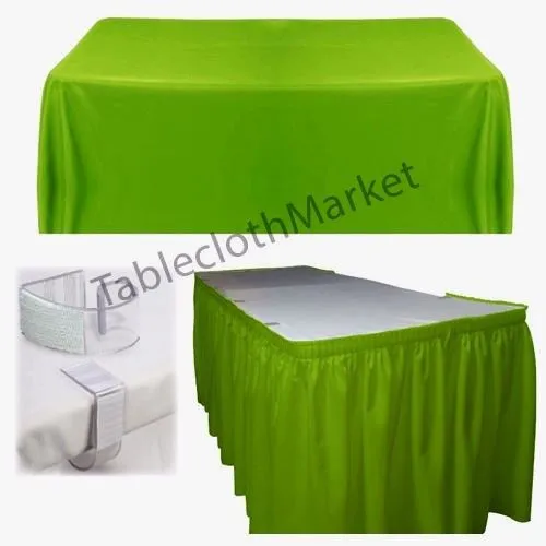 Polyester Pleated Table Set Skirt With Clips 17' Ft    Clip   Topper Media Day"