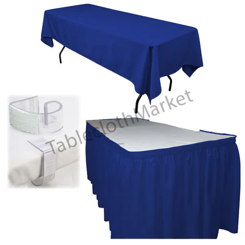 Polyester Pleated Table Set Skirt With Clips 17' Ft    Clip   Topper Media Day"