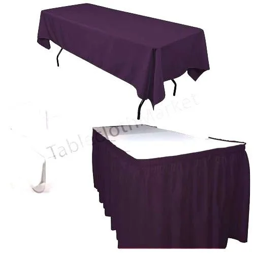 Polyester Pleated Table Set Skirt With Clips 17' Ft    Clip   Topper Media Day"