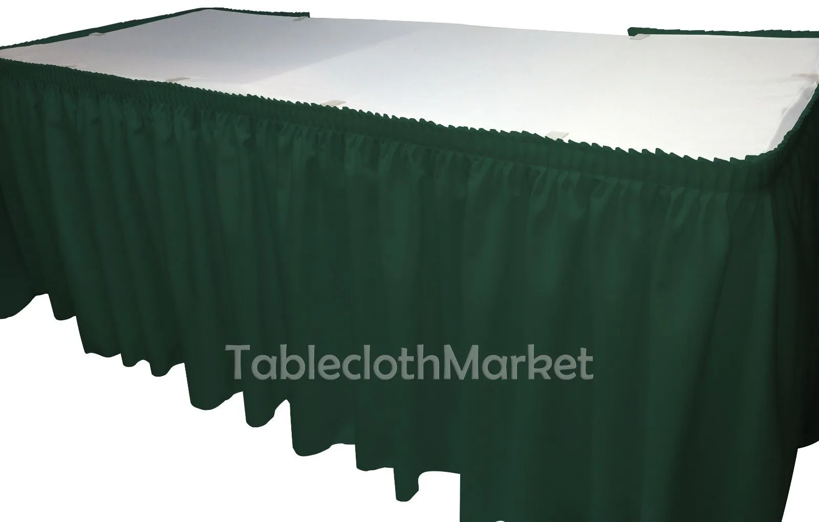 Polyester Pleated Table Set Skirt With Clips 17' Ft    Clip   Topper Media Day"