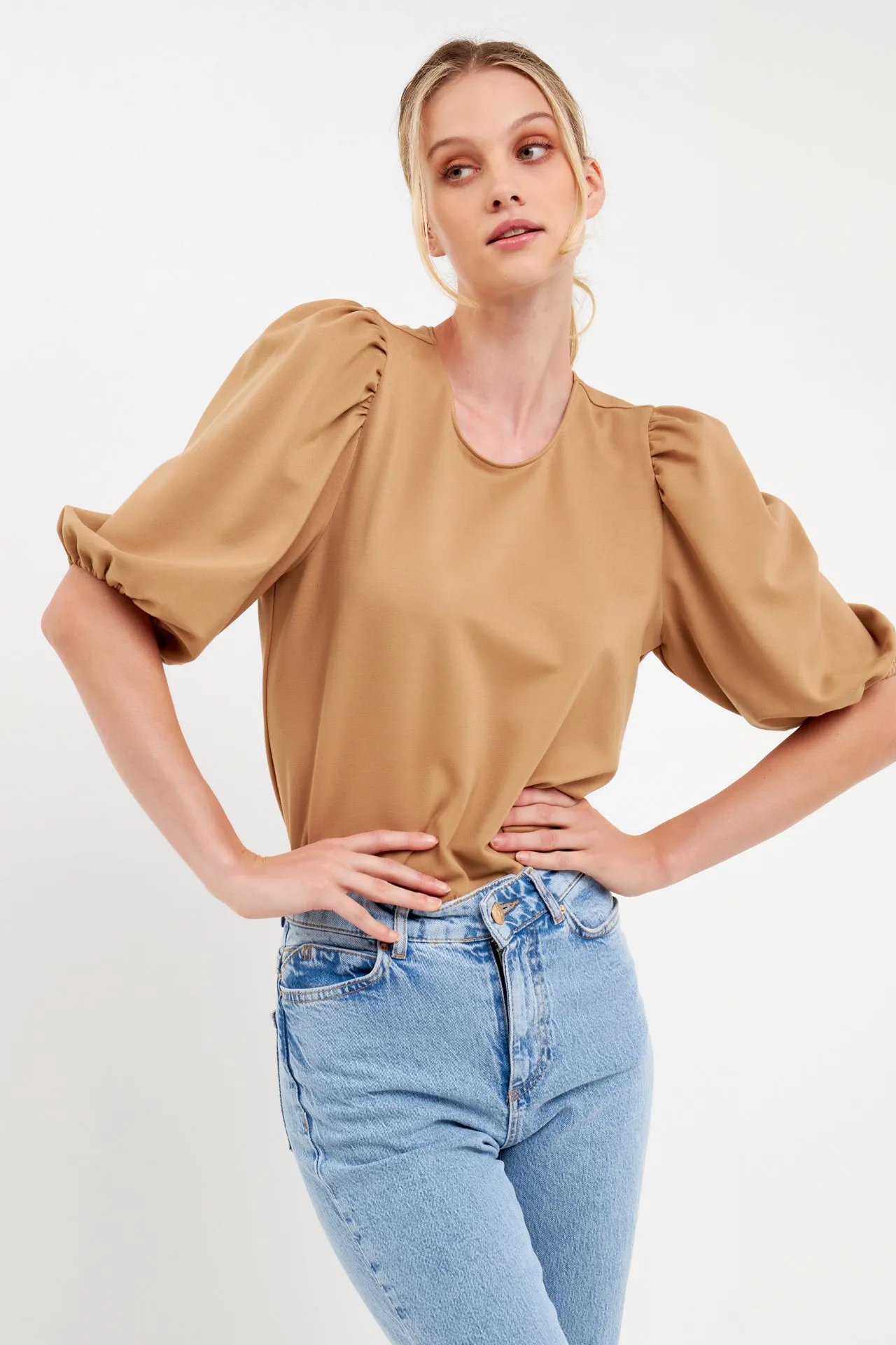 Puff Sleeve Ponte Top