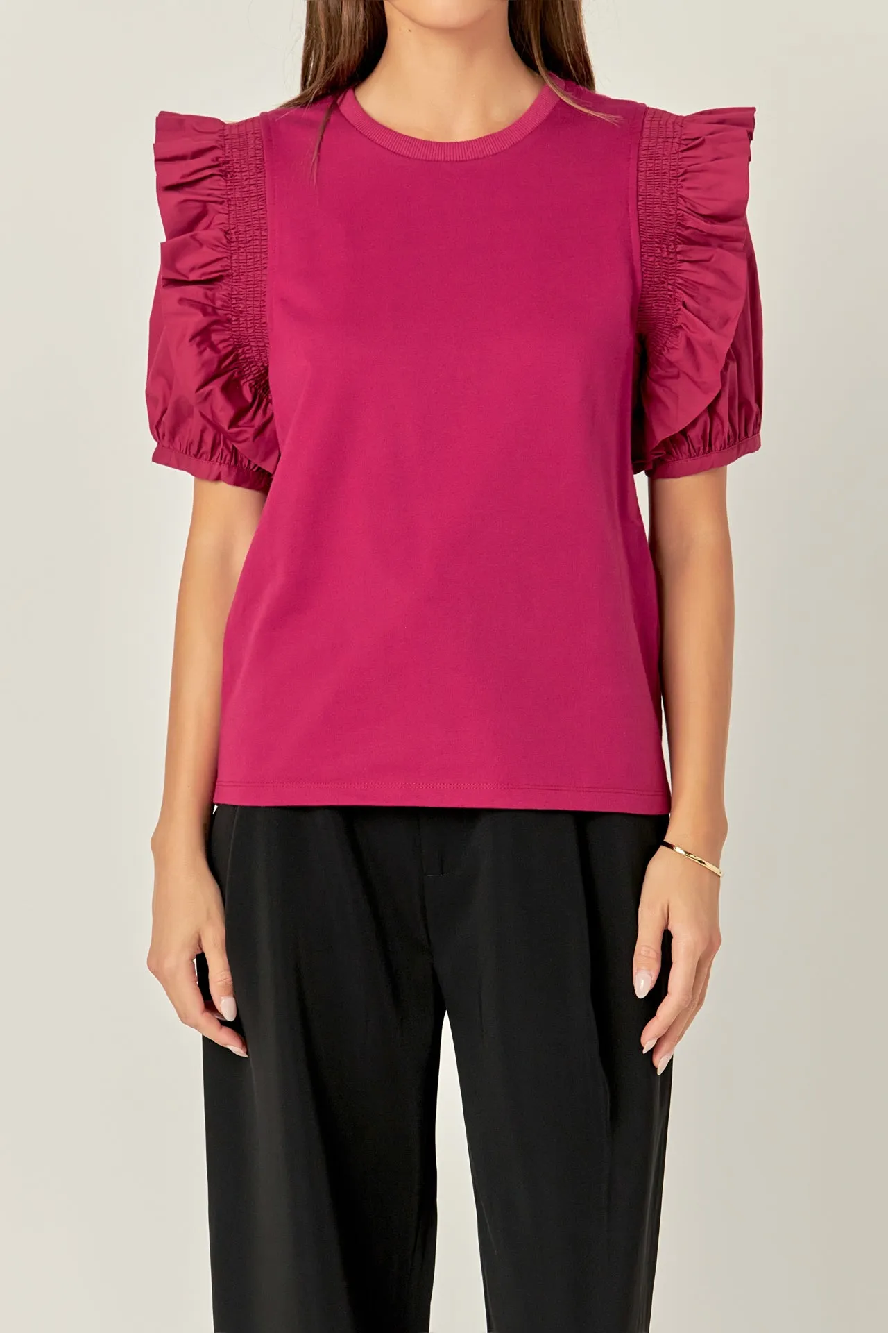 Ruffle Sleeve T-Shirt