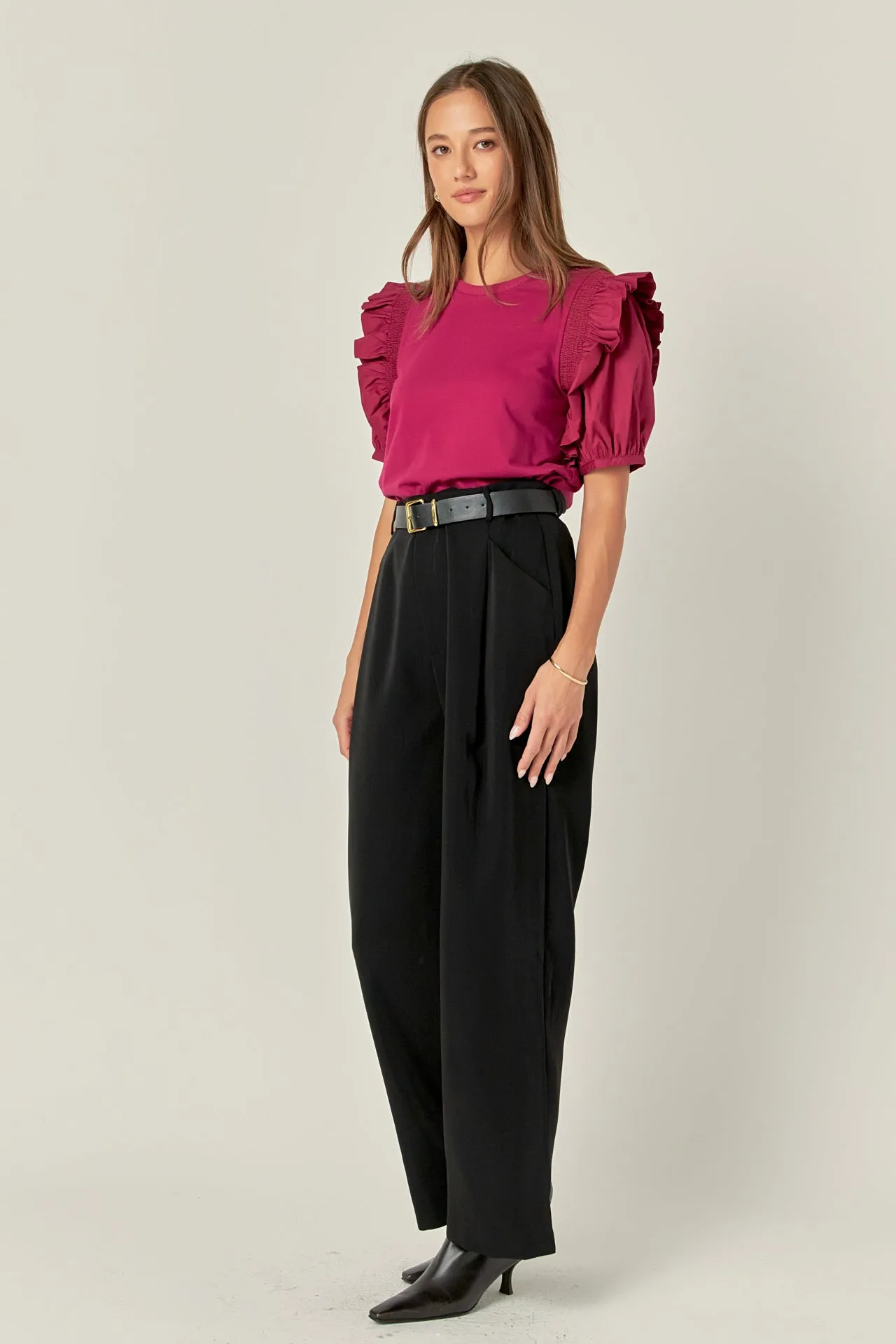 Ruffle Sleeve T-Shirt