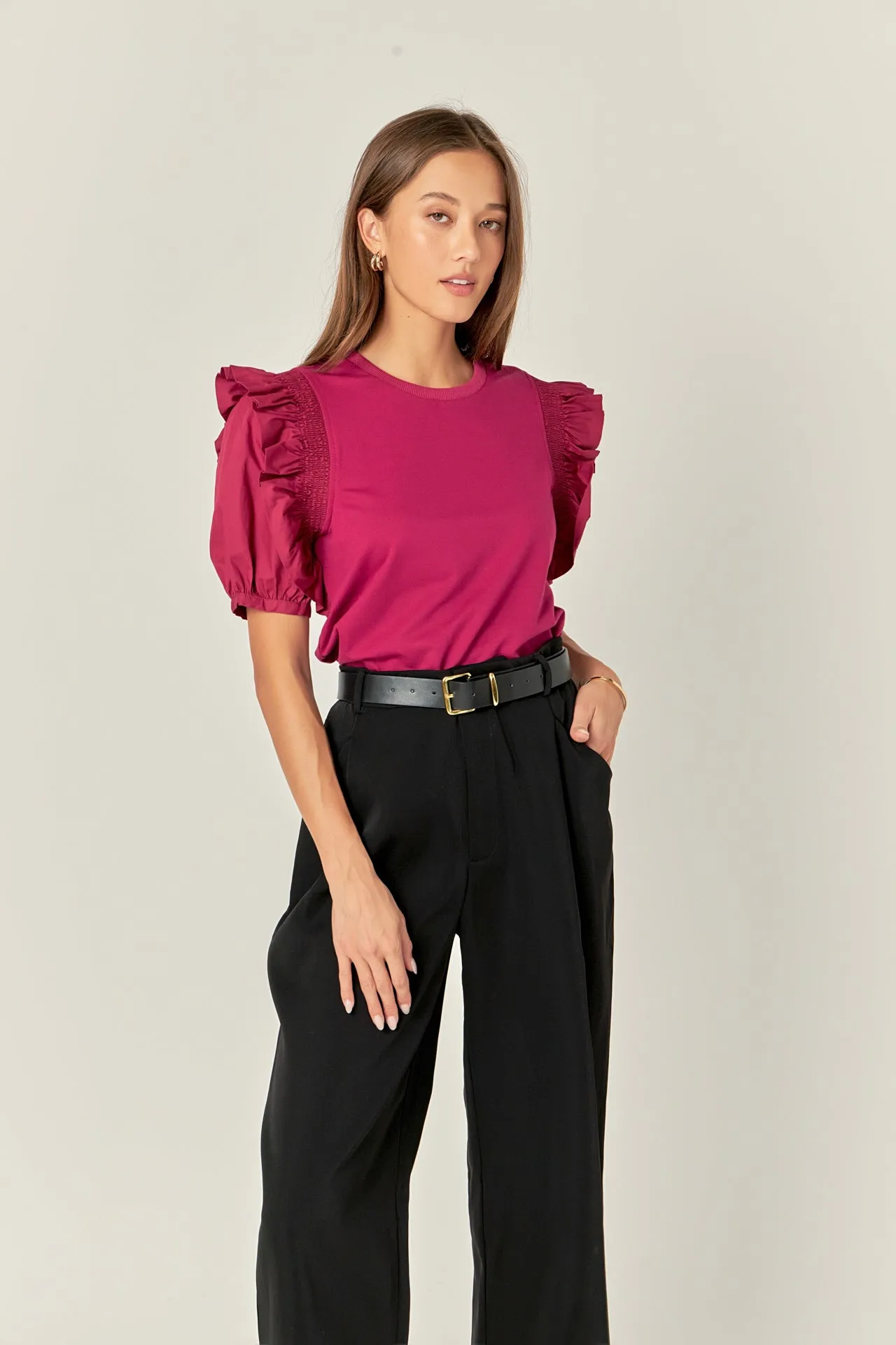 Ruffle Sleeve T-Shirt