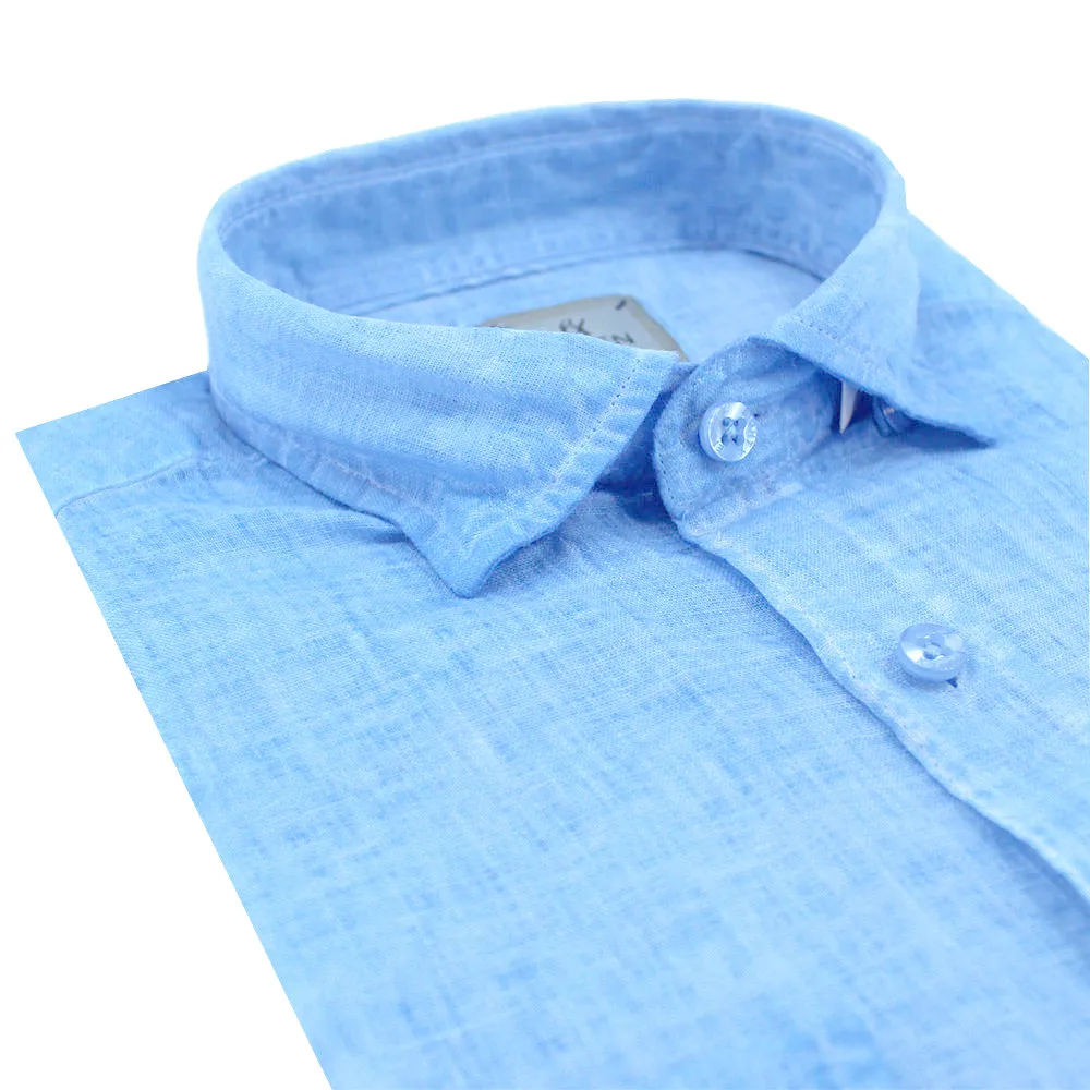 Solid Blue Linen Shirt