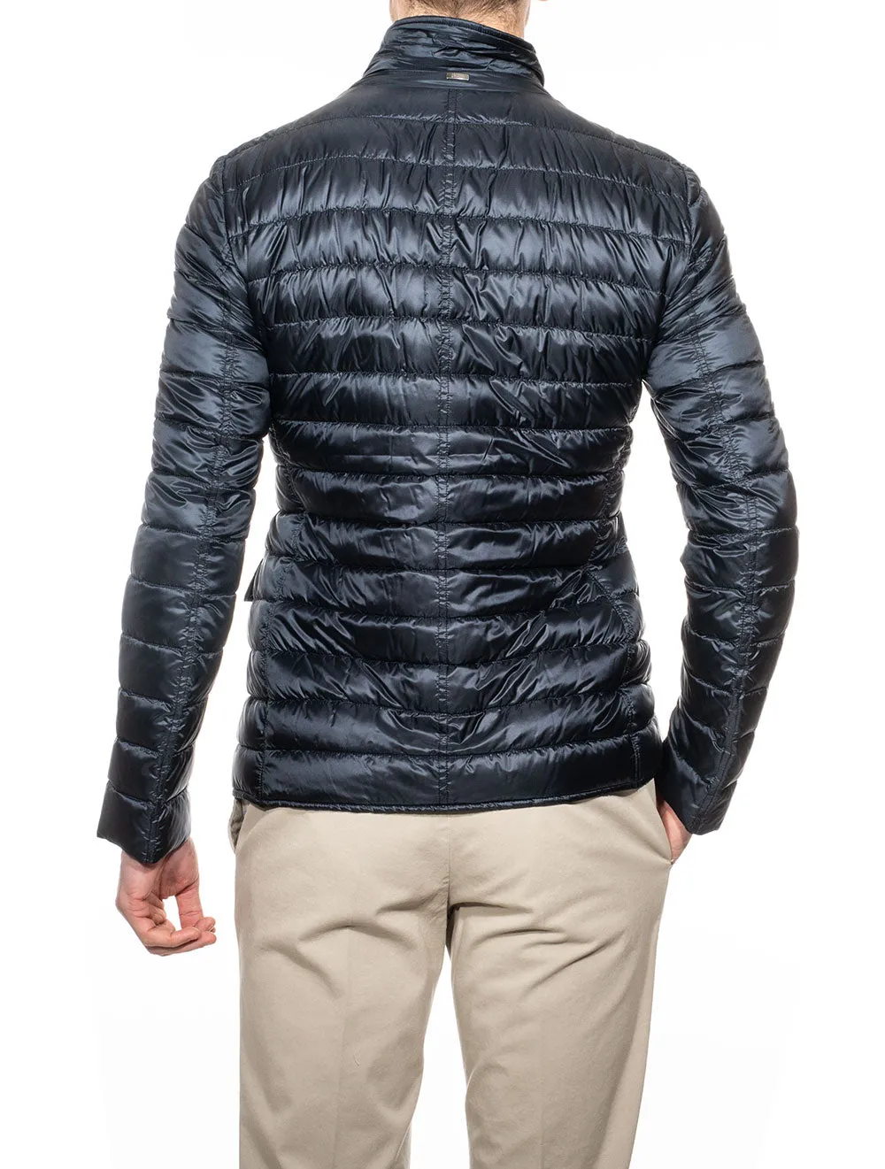 Storm Collar Quilted Jacket Navy