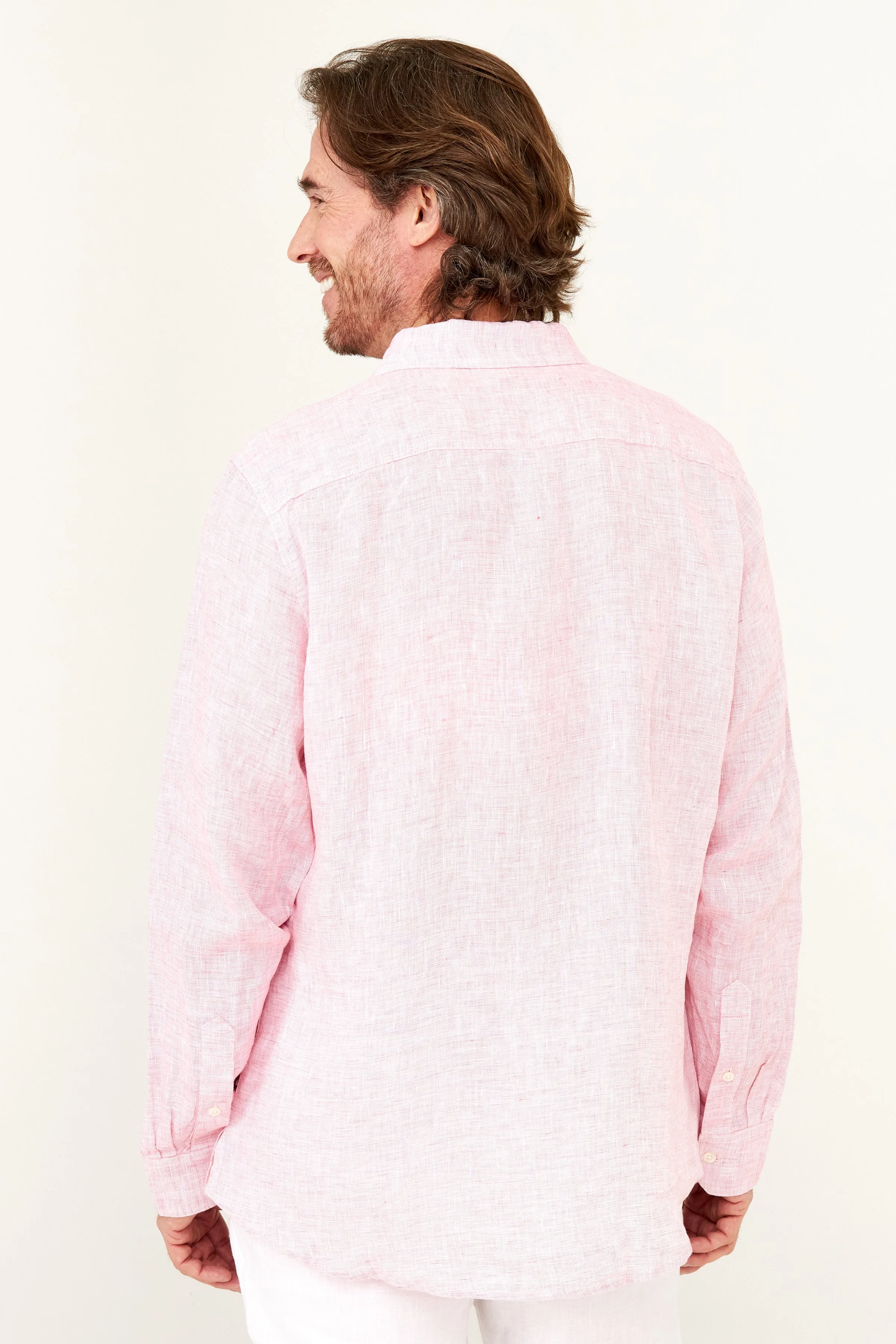 Striped Linen Shirt - Pink Stripe