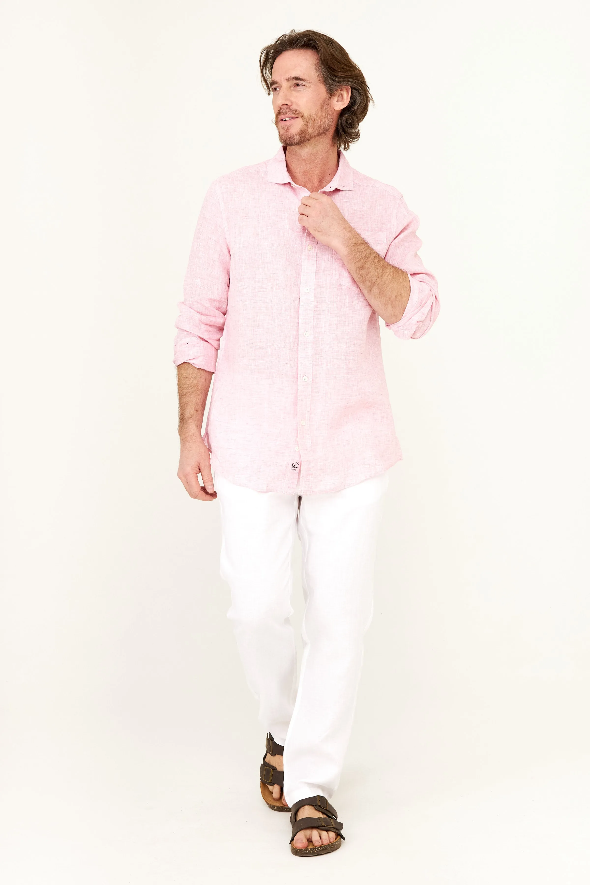 Striped Linen Shirt - Pink Stripe