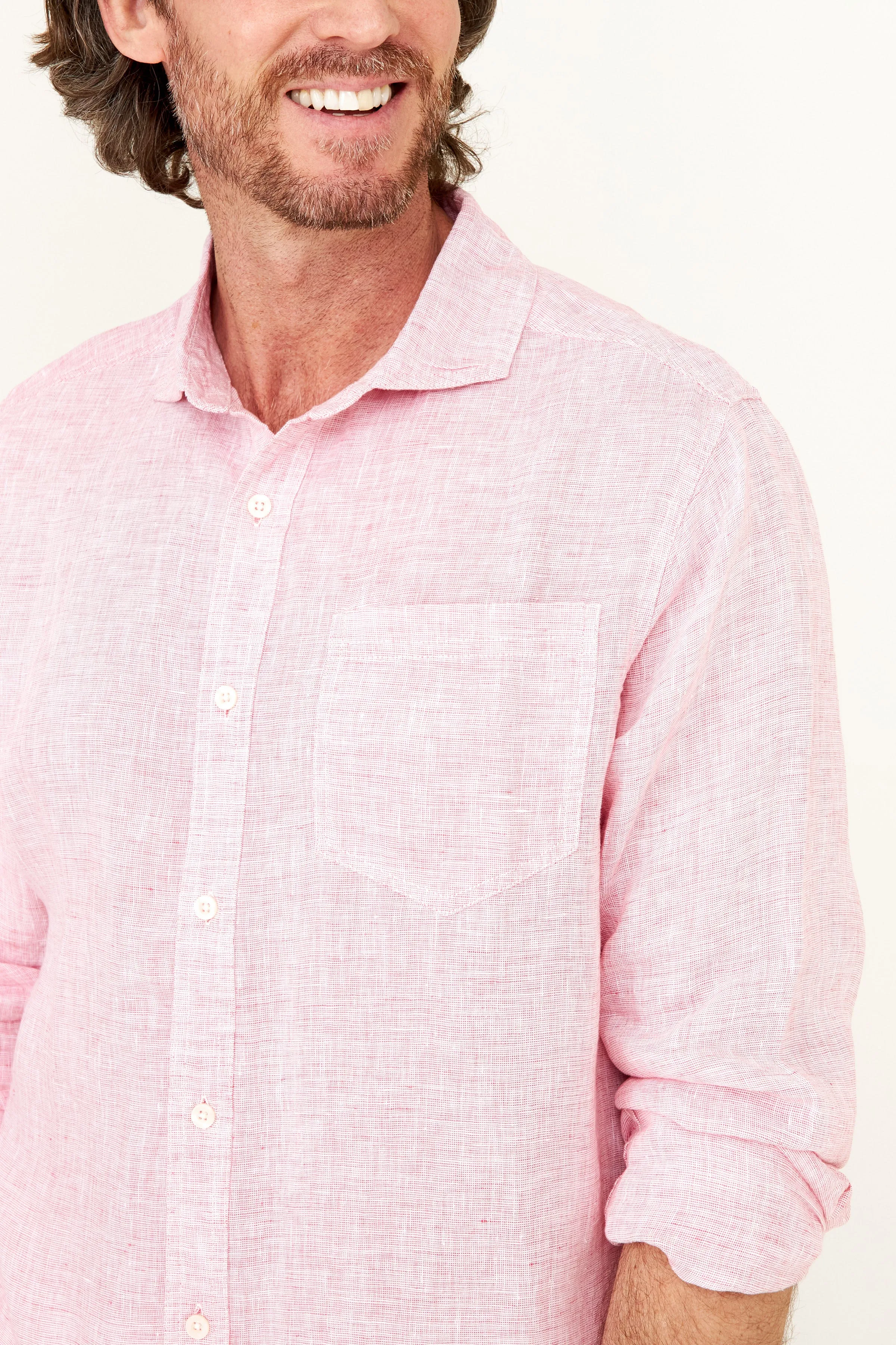 Striped Linen Shirt - Pink Stripe