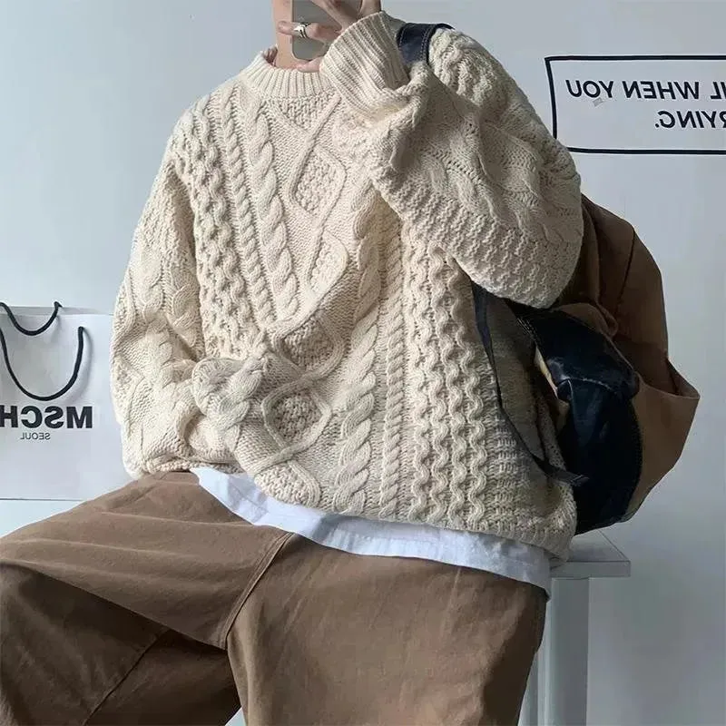 Teenager's Oversized Knitted Pullover sweater for men Street Hip Pop style