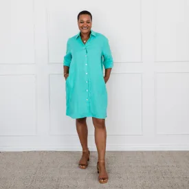 Veronica linen shirt dress - sea green