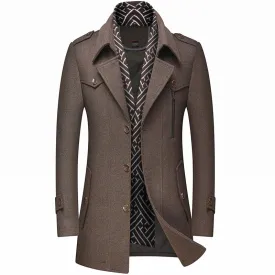 West Louis™ Designer Wool & Blends Thicken Mid Length Trench Coat