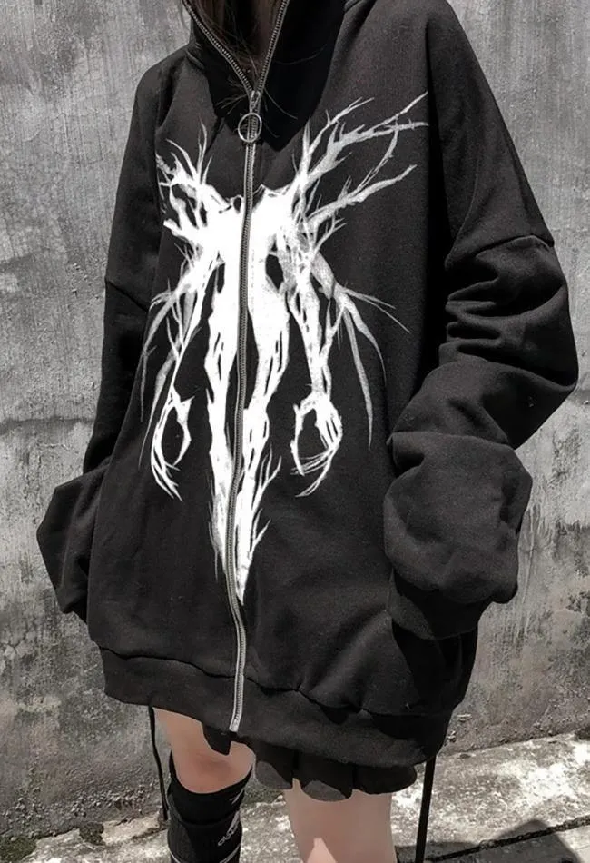 Zipper Print Hoodie